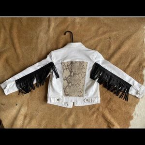 Kids Custom snakeskin fringe Jean jacket